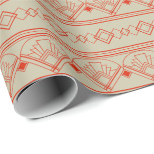 Art Deco Muster 08 - Dali's Red on Off-White Geschenkpapier