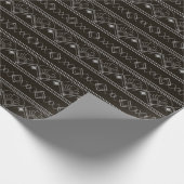 Art Deco Muster 08 - Spanisches Grau auf Schwarz Geschenkpapier (Ecke)