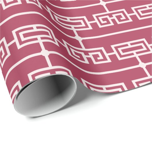 Art Deco Muster 09 - Hellrosa auf Himbeerrosa Geschenkpapier (Rolleneckpunkt)