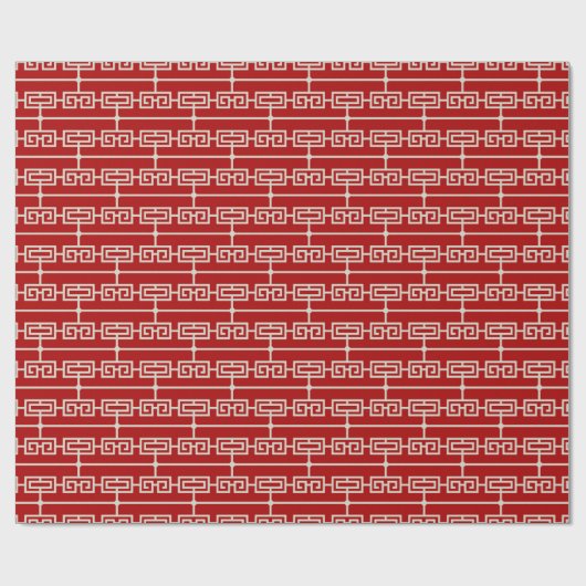 Art Deco Muster 09 - Off-White auf Milano Red Geschenkpapier (Flach)