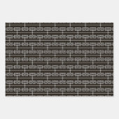 Art Deco Muster 09 - Spanisches Grau auf Schwarz Geschenkpapier Set (Vorderseite 2)
