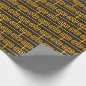 Art Deco Muster 09 - Vivid Gamboge auf Deko Black Geschenkpapier (Ecke)
