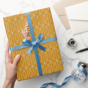 Art Deco Muster 10 - Off-White auf Deko Gold Geschenkpapier