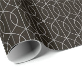 Art Deco Muster 10 - Spanisches Grau auf Schwarz Geschenkpapier (Rolleneckpunkt)