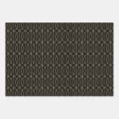 Art Deco Muster 10 - Spanisches Grau auf Schwarz Geschenkpapier Set (Vorderseite)