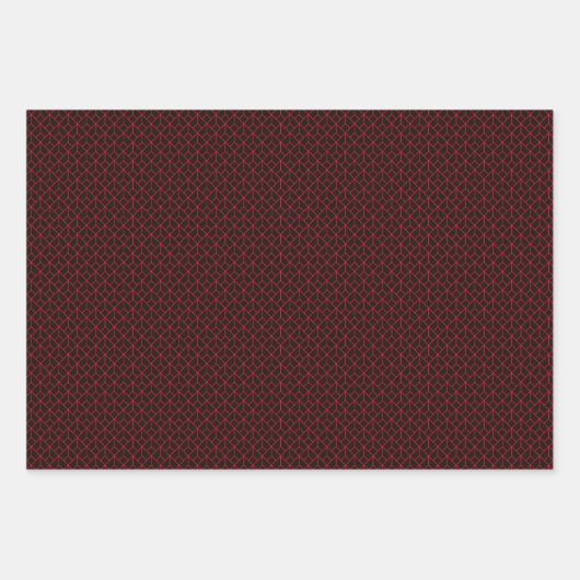 Art Deco Muster 12 - Carmine Red auf Black Geschenkpapier Set (Vorderseite 3)
