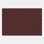 Art Deco Muster 12 - Carmine Red auf Black Geschenkpapier Set (Vorderseite)