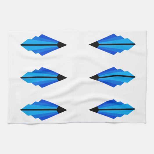 Art Deco Muster 3 in blau Geschirrtuch (Horizontal)