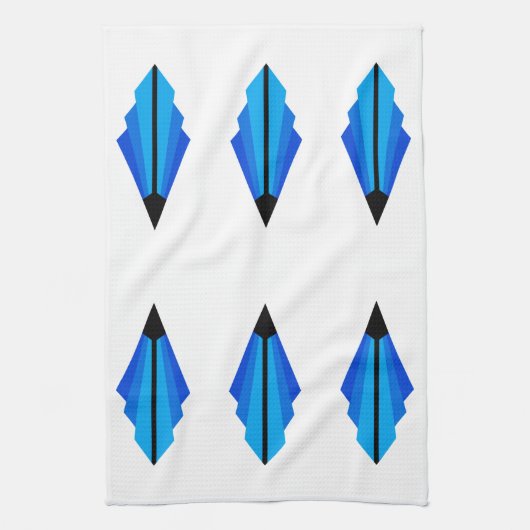 Art Deco Muster 3 in blau Geschirrtuch (Vertikal)