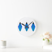 Art Deco Muster 3 in blau Runde Wanduhr (Zuhause)