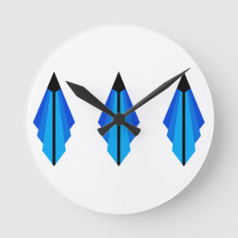 Art Deco Muster 3 in blau Runde Wanduhr