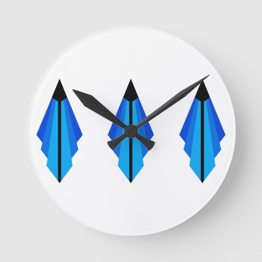 Art Deco Muster 3 in blau Runde Wanduhr (Vorderseite)