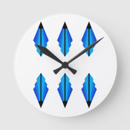 Art Deco Muster 3 in blau Runde Wanduhr