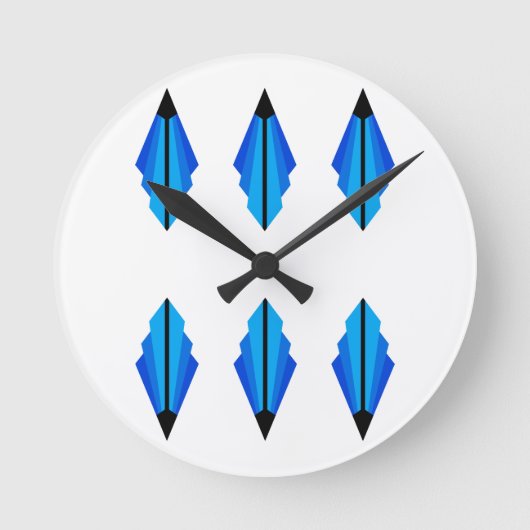Art Deco Muster 3 in blau Runde Wanduhr (Vorderseite)