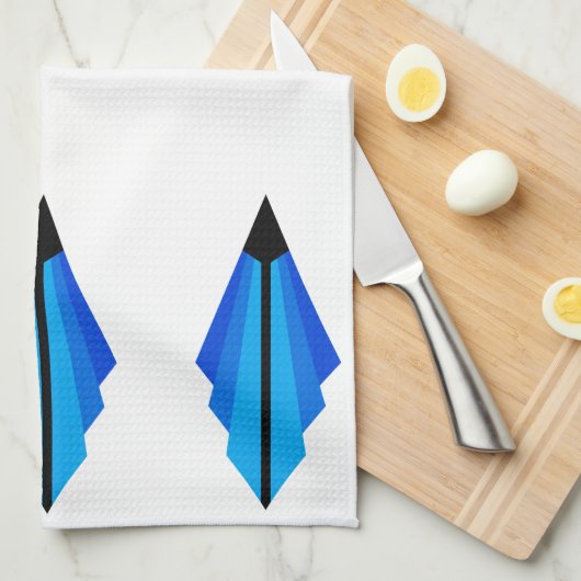 Art Deco Muster 3 in blauem Teetuch Geschirrtuch (Viertel Falte)