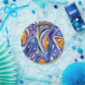 Art-Deco-Muster - blau und orange Pappteller (Party)