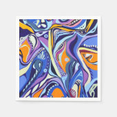 Art-Deco-Muster - blau und orange Serviette (Vorderseite)