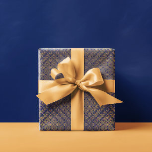 Art Deco Muster   Blue Gold Geschenkpapier