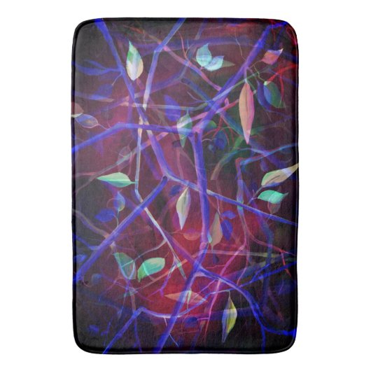 Art-Deco-Muster - bordeauxfarbene abstrakte Blätte Badematte (Vorderseite Vertikal)