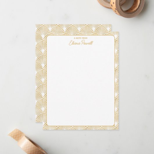 Art Deco Muster Elegante Gatsby Custom Stationery Mitteilungskarte (Vorderseite/Rückseite Beispiel)