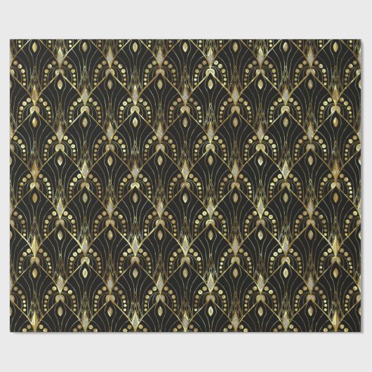 Art-Deco-Muster für Gold und Schwarz-Gramm Geschenkpapier (Flach)