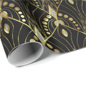 Art-Deco-Muster für Gold und Schwarz-Gramm Geschenkpapier (Rolleneckpunkt)