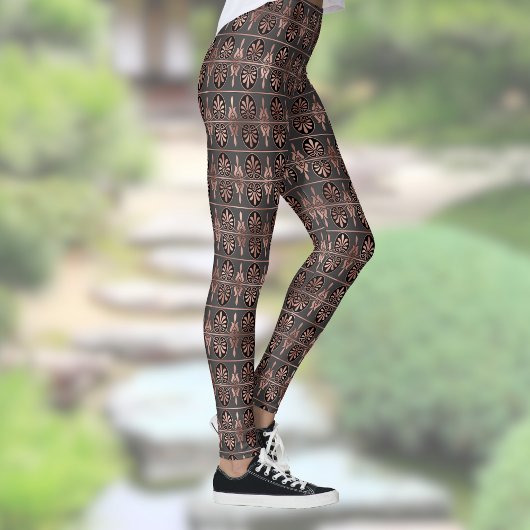 Art-Deco-Muster für Schwarz und Kupfer Leggings
