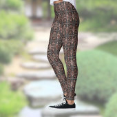 Art-Deco-Muster für Schwarz und Kupfer Leggings