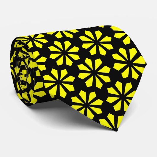 Art Deco Muster - Gelb auf schwarz Krawatte (Gerollt)