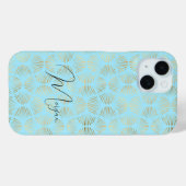 Art-Deco-Muster, Gold & Blautöne, Name des Skripts Case-Mate iPhone Hülle (Rückseite (Horizontal))