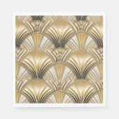 Art Deco Muster Gold Elfenbein Serviette (Vorderseite)