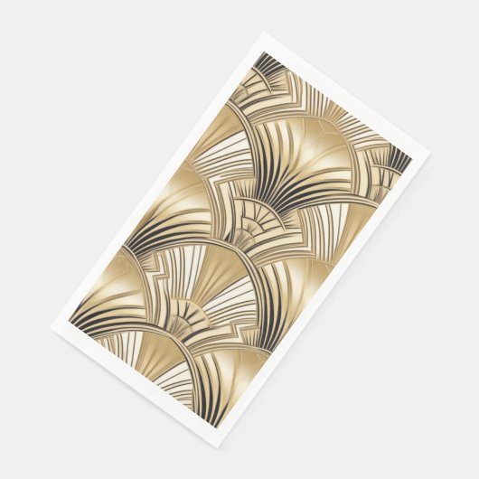 Art Deco Muster Gold Elfenbein Serviette (Ecke)