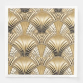Art Deco Muster Gold Elfenbein Serviette (Vorderseite)