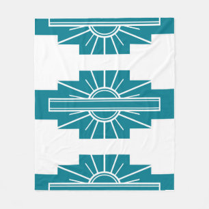 Art Deco Muster in Aquamarin Fleecedecke