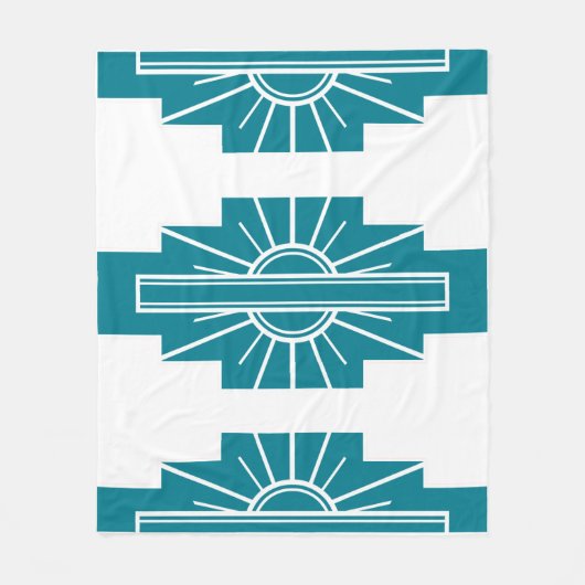 Art Deco Muster in Aquamarin Fleecedecke (Vorderseite)