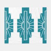 Art Deco Muster in Aquamarin Fleecedecke (Vorderseite (Horizontal))