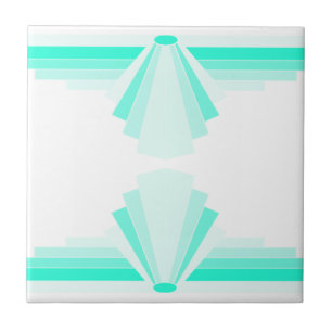 Art Deco Muster in Aquamarin Fliese
