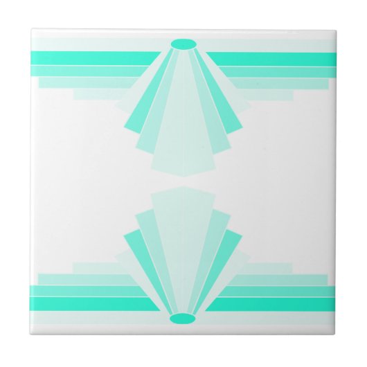 Art Deco Muster in Aquamarin Fliese (Vorderseite)