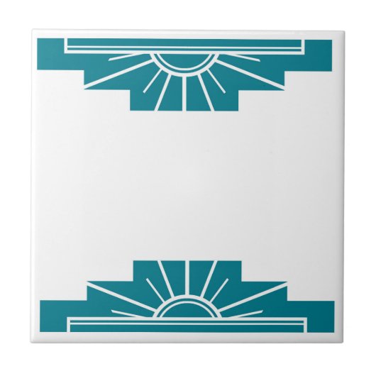 Art Deco Muster in Aquamarin Fliese (Vorderseite)