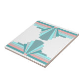 Art Deco Muster in Aquamarin & Peach Fliese (Seite)
