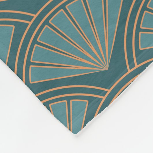 Art-Déco-Muster in aquamariner Farbe Fleecedecke (Ecke)