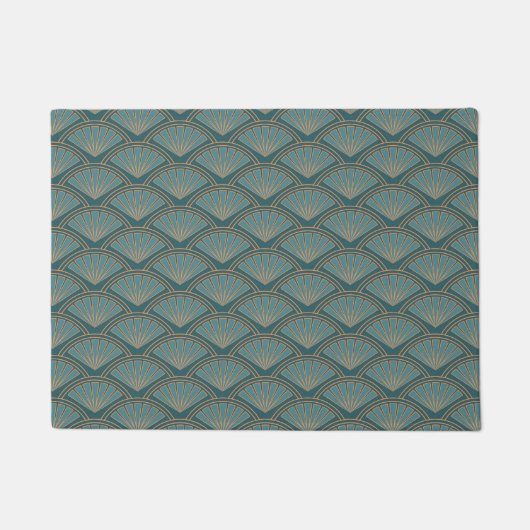 Art-Déco-Muster in aquamariner Farbe Fußmatte (Vorderseite)