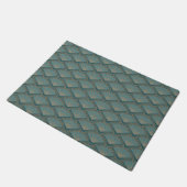 Art-Déco-Muster in aquamariner Farbe Fußmatte (Schrägansicht)