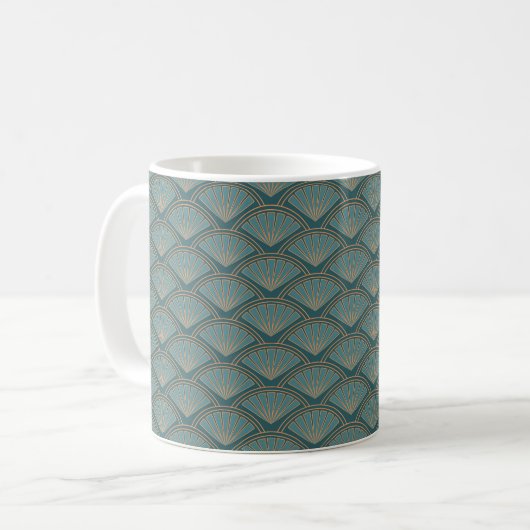 Art-Déco-Muster in aquamariner Farbe Kaffeetasse (Vorderseite Links)