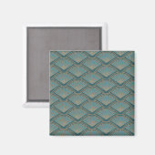 Art-Déco-Muster in aquamariner Farbe Magnet (Vorderseite/Rückseite)