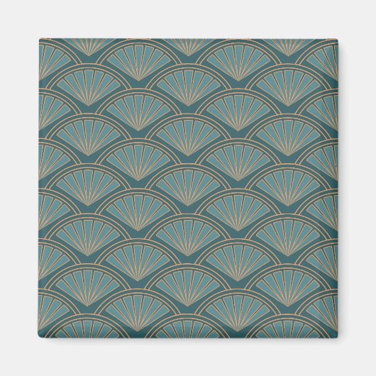 Art-Déco-Muster in aquamariner Farbe Magnet (Vorne)
