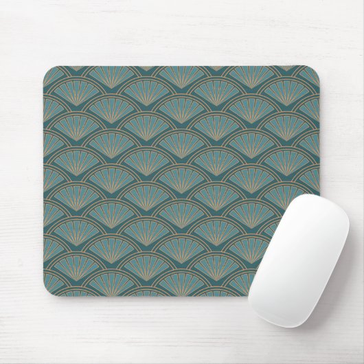 Art-Déco-Muster in aquamariner Farbe Mousepad (Mit Mouse)