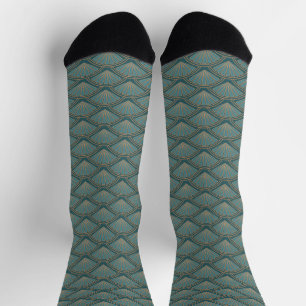 Art-Déco-Muster in aquamariner Farbe Socken