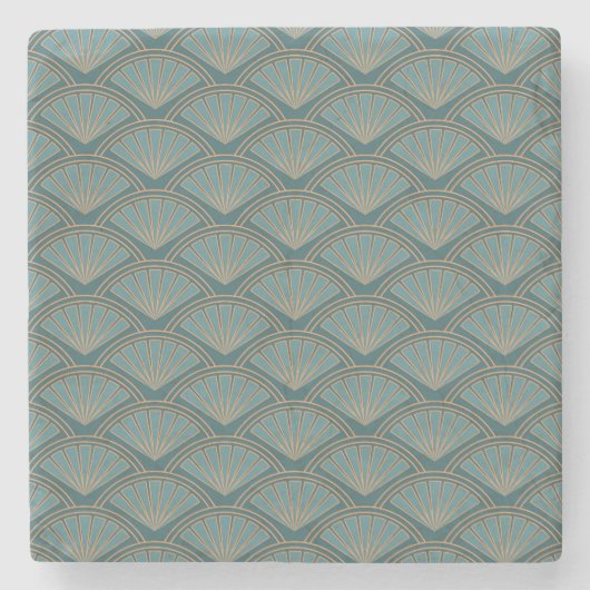 Art-Déco-Muster in aquamariner Farbe Steinuntersetzer (Vorderseite)