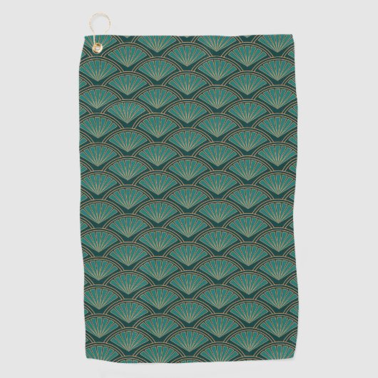 Art-Déco-Muster in aquamariner grüner Farbe Golfhandtuch (Vorderseite)